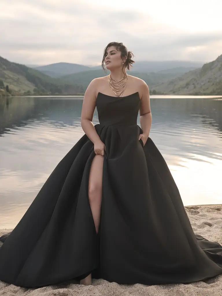 Model wearing a black gown